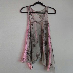 100% Silk Hippie Chic Sheer Racerback Blouse